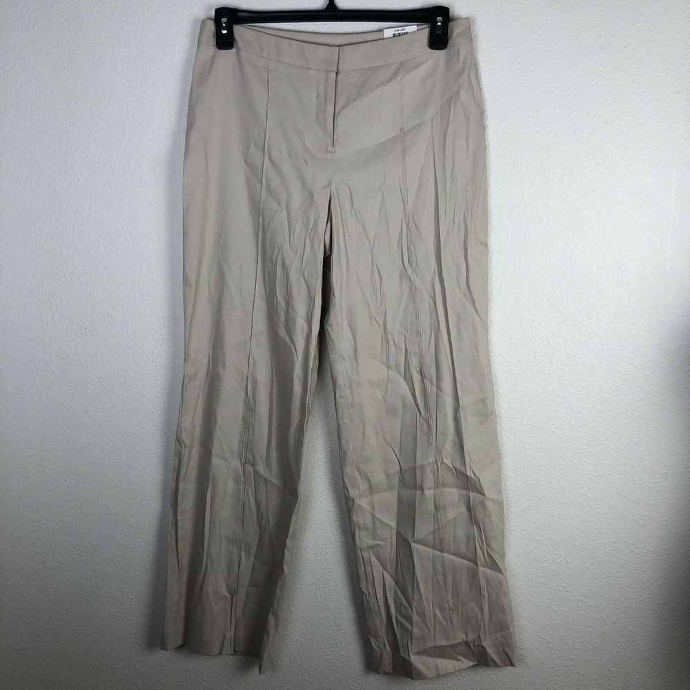 Alfani Women's Dress Pants Beige Size 10‎ Wide Leg Stretch Trousers